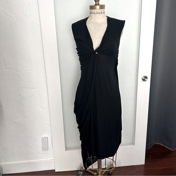 Givenchy black twist front asymmetrical midi dress S - Picture 1 of 11